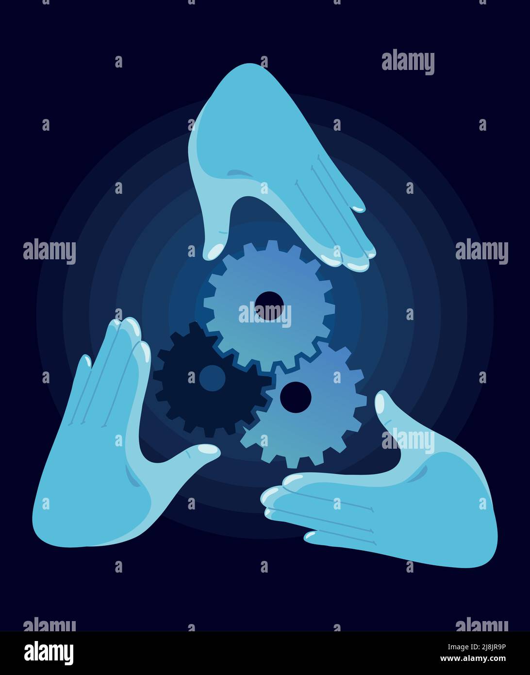 hands and gears teamwork Stock Vector Image & Art - Alamy