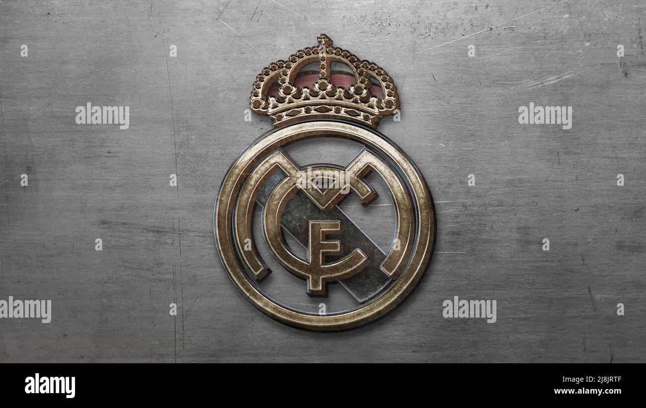 Madrid, Spain - May 16 2022: Steel Real Madrid logo design Stock ...