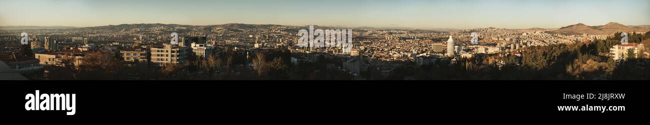 Ankara, Turkey - November 10, 2021: Panoramic view of Ankara from Atakule in the evening Stock Photo