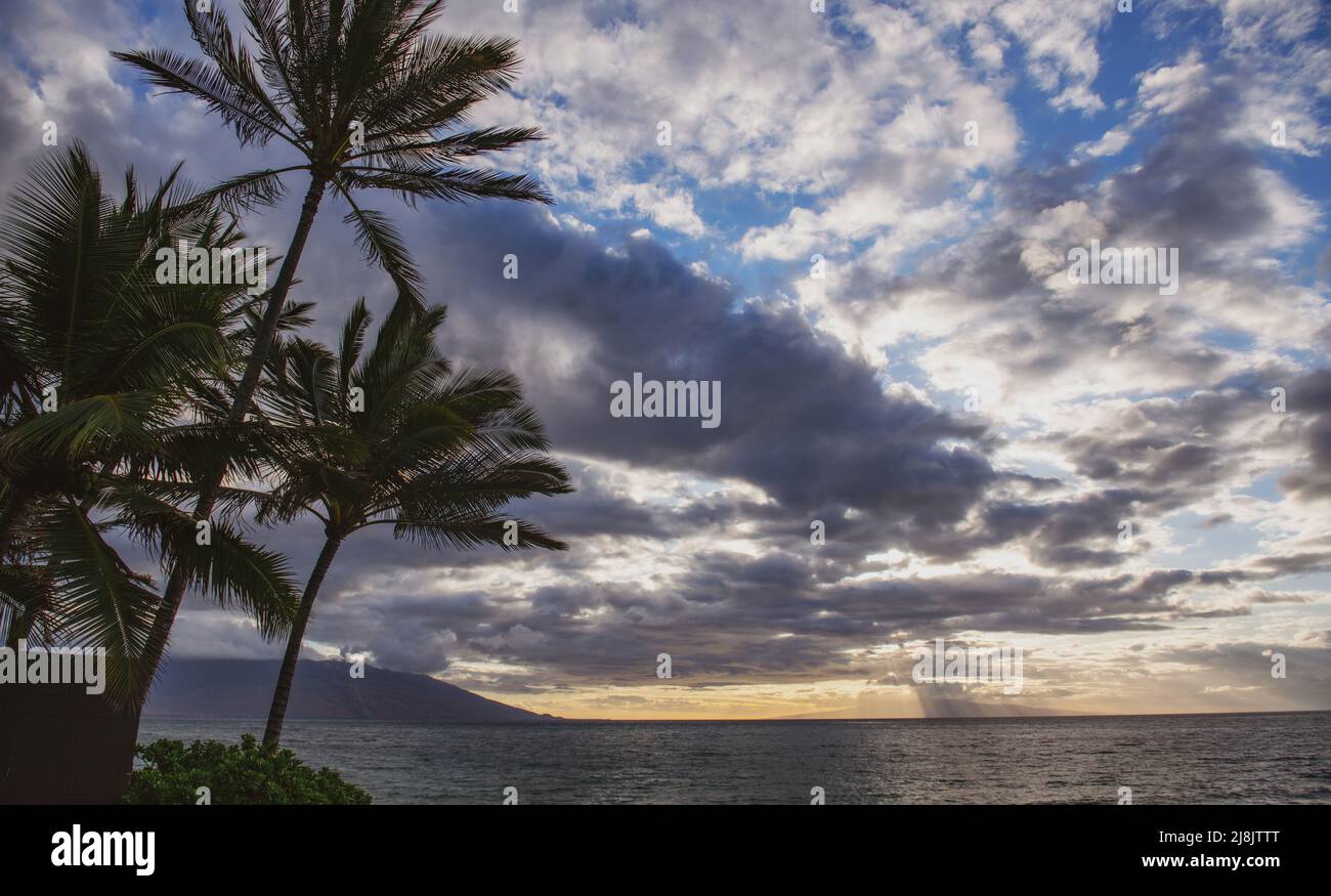 Beach on the Island of Maui, Aloha Hawaii. Stock Photo