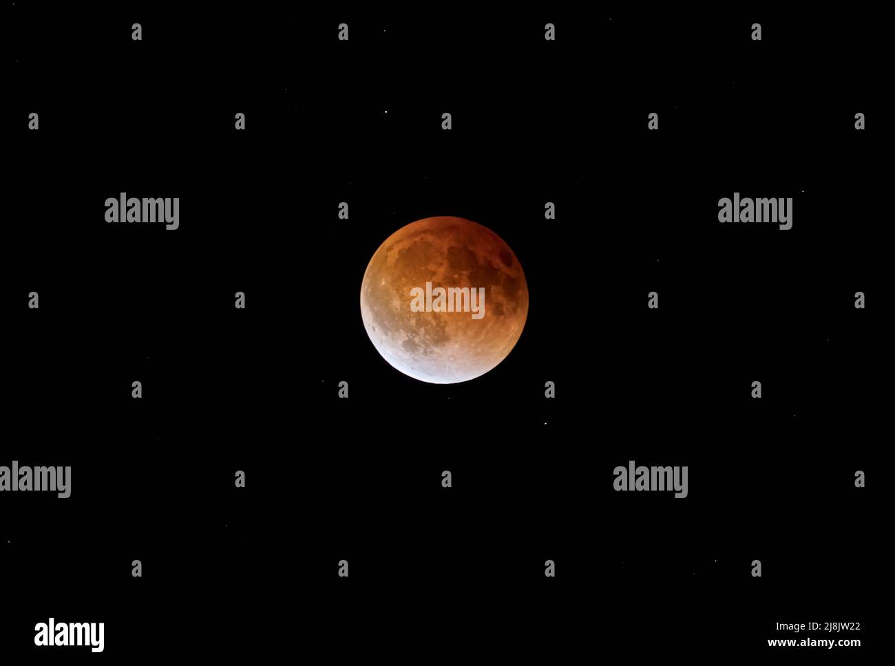 Super Flower Blood moon - Lunar eclipse taken on May 15, 2022, Canada Stock Photo