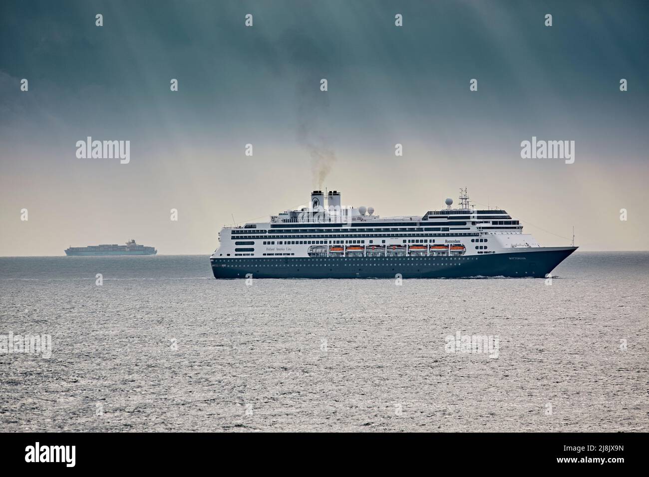 Holland,America,Line,Cruise,ship,Rotterdam,travel,Channel,North Sea,boat,liner,drama,dramatic,light,sun,clouds,luxery,luxury,navigation,seascape,ship, Stock Photo