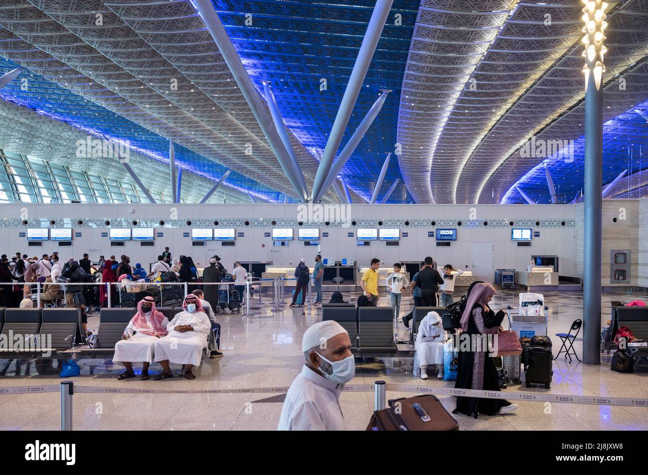 Flight passengers are seen at the Jeddah (Yidda) international airport