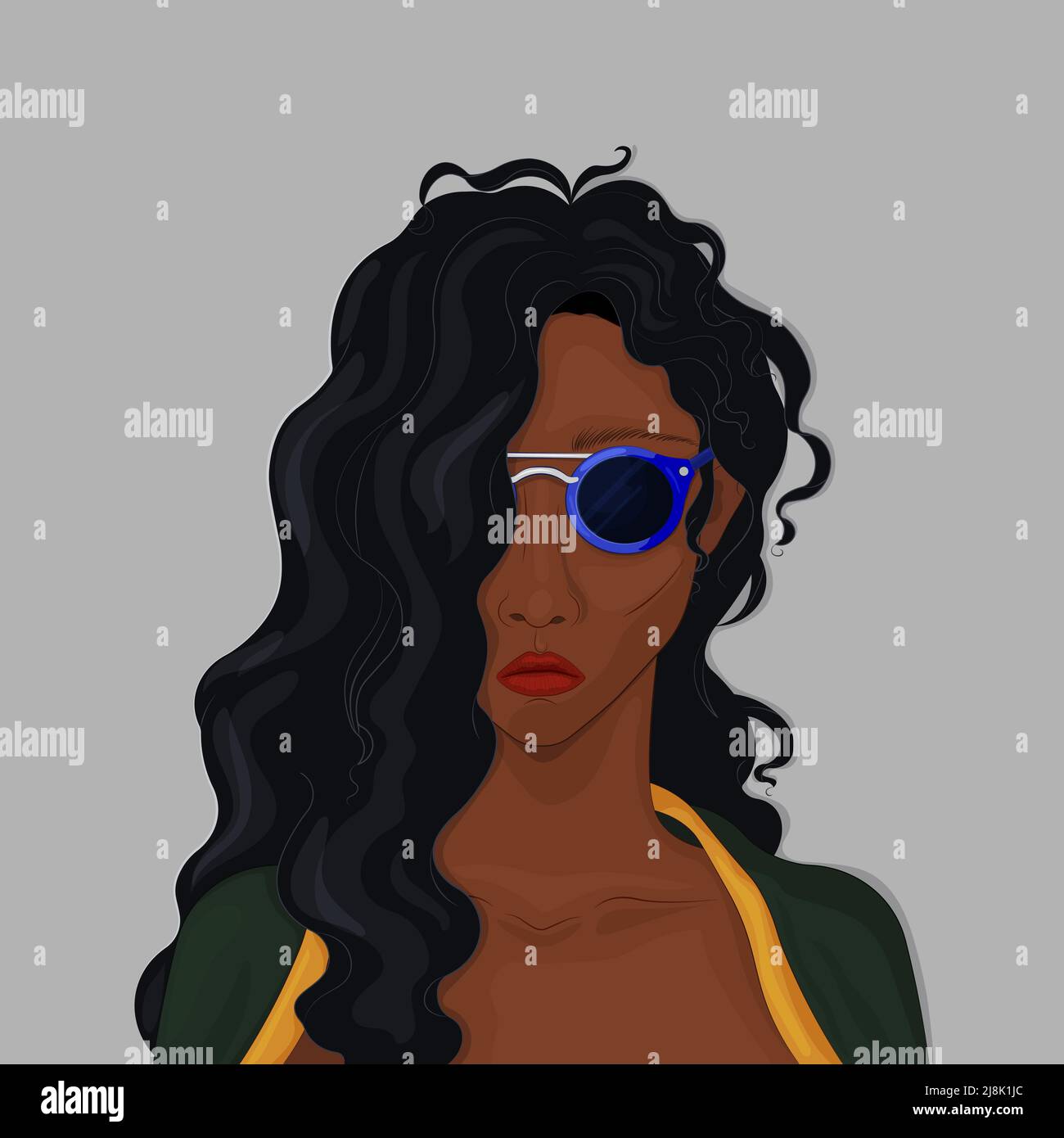 Portrait of african american woman in sunglasses. Stock Vector