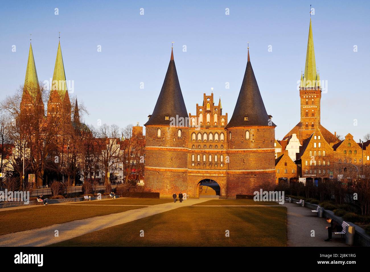 Church St. Mary, Holstentor, salt storehouse and church St. Petri ...