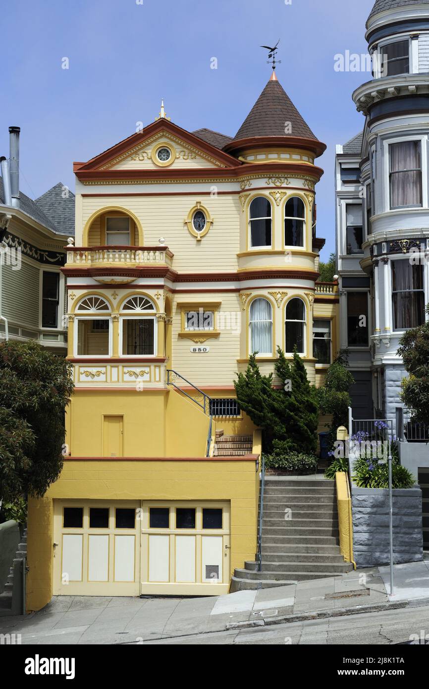houses in Victorian style, USA, California, San Francisco Stock Photo