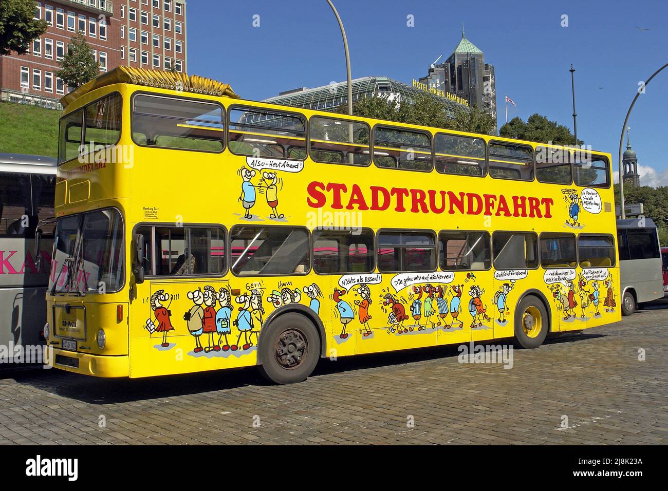 Double-deck bus in Hamburg, sight seeing, Germany, Hamburg Stock Photo