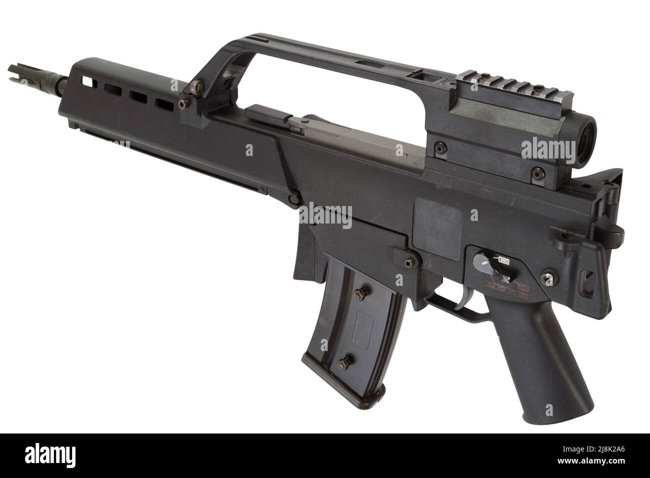 modern german army assault rifle with folded stock isolated on a white background Stock Photo