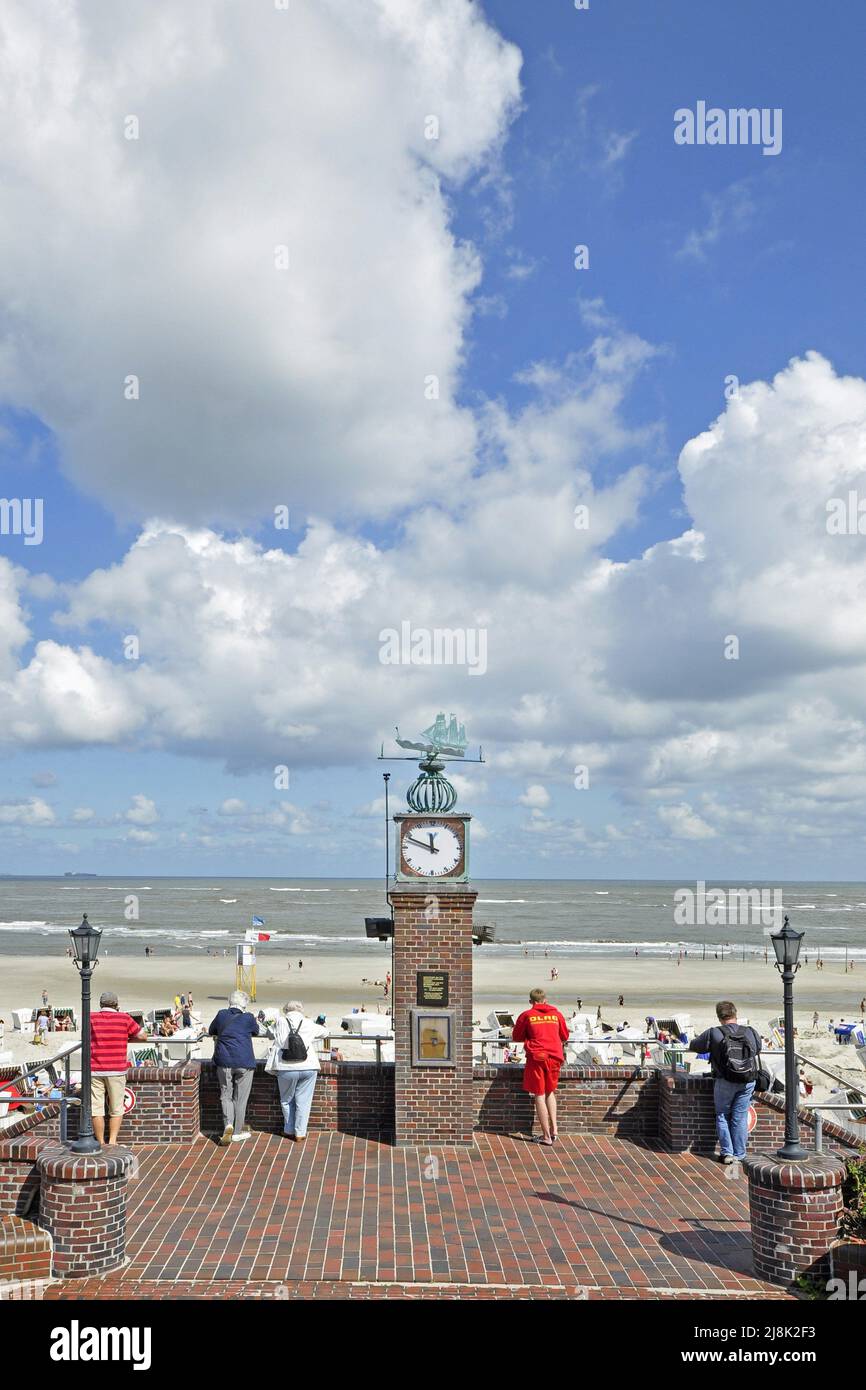 Life guard at the clock tower, Germany, Lower Saxony, East Frisia, Wangerooge Stock Photo