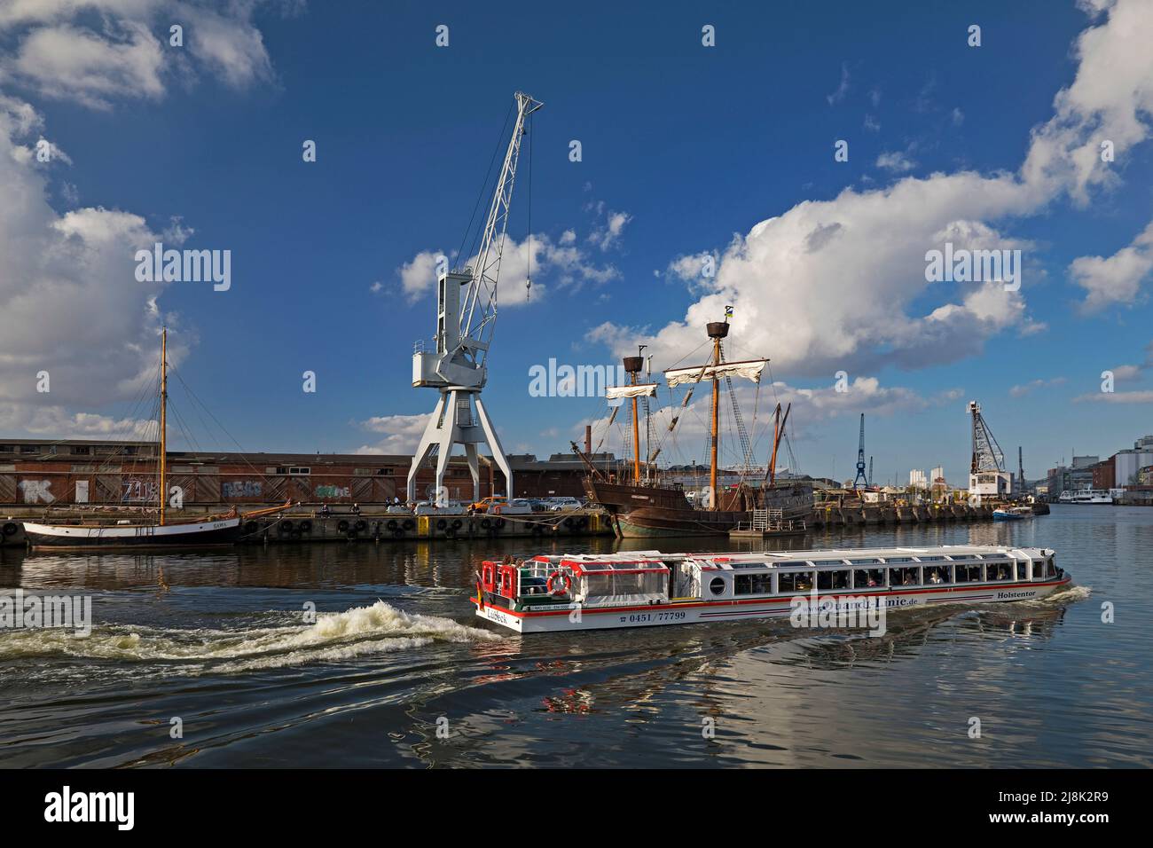 Boat round trip at the museum harbour, Germany, Schleswig-Holstein, Luebeck Stock Photo