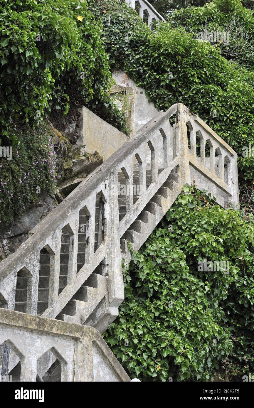 Old ruinous  stair, Victorian style, USA, California, San Francisco, Alcatraz Island Stock Photo