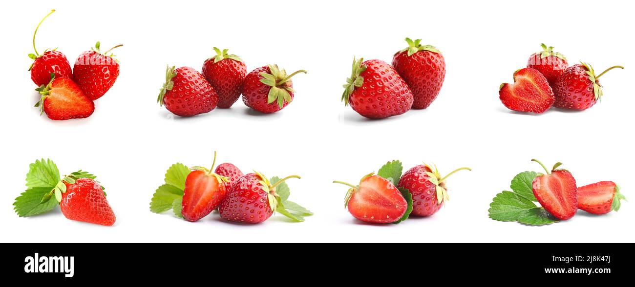 Set of sweet ripe strawberry isolated on white Stock Photo - Alamy