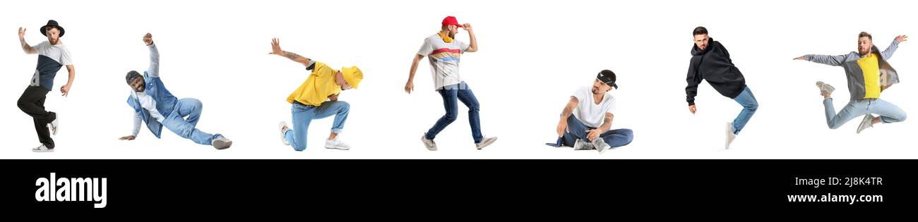 Set of male hip-hop dancers on white background Stock Photo - Alamy