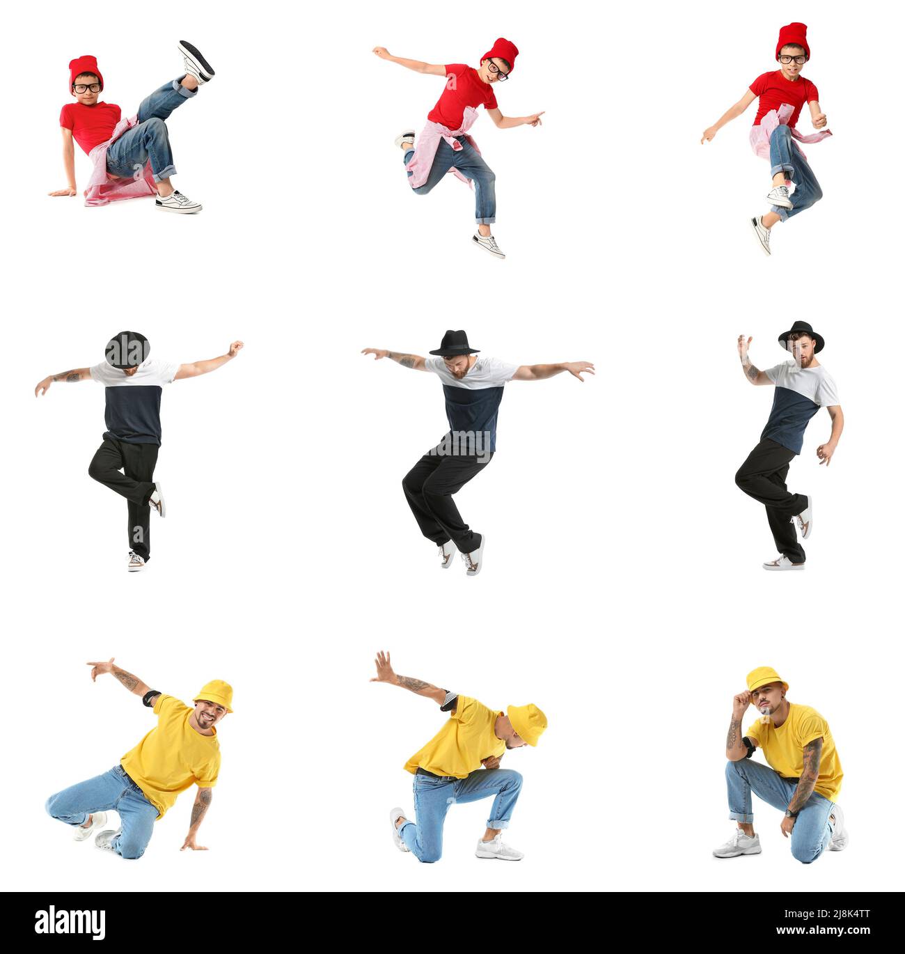 Set of hip-hop dancers on white background Stock Photo - Alamy