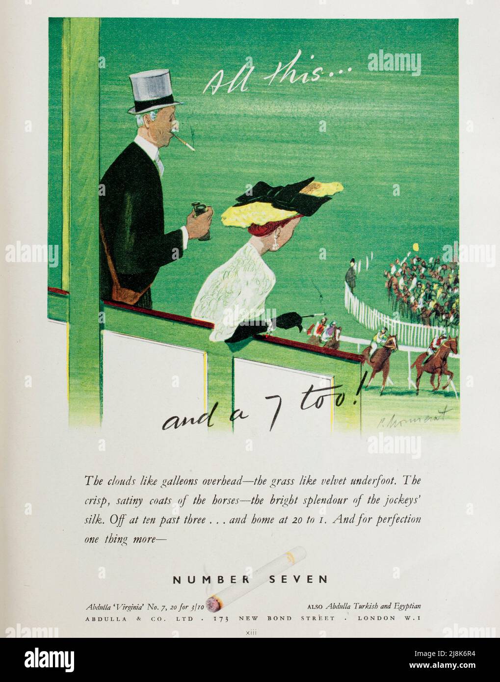Old 1950s British Advertising for Number Seven Cigarettes Stock Photo