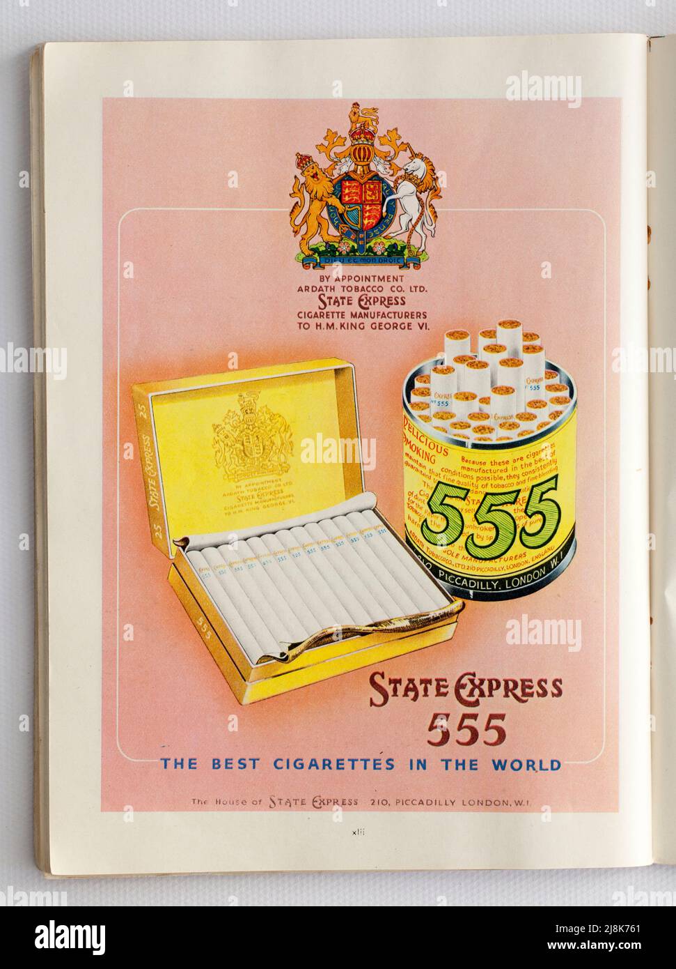 Old 1950s British Advertising for State Express 555 Cigarettes Stock Photo