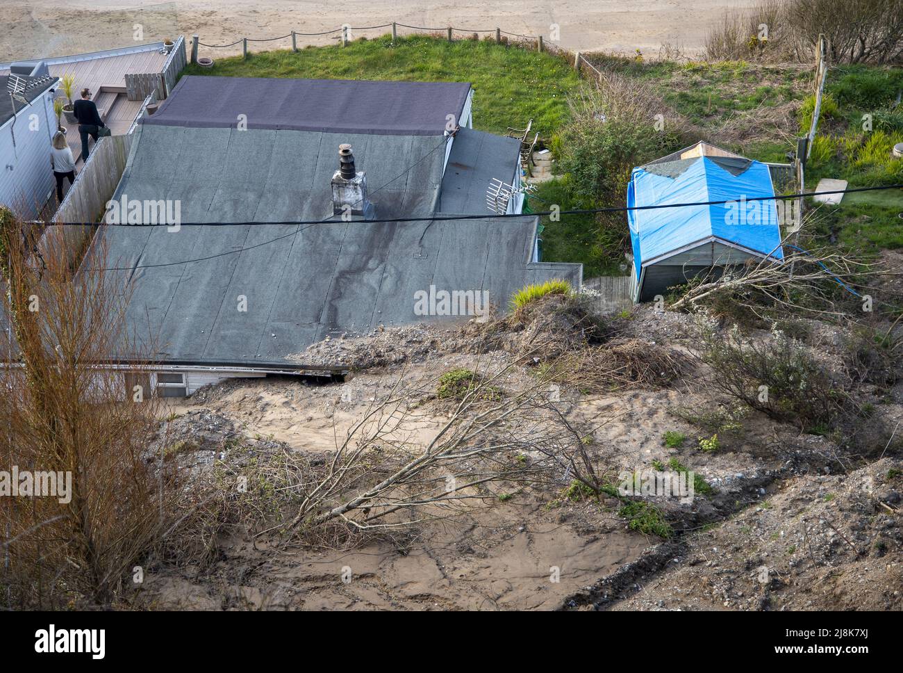 Landslide at Nefyn beach, Gwynedd, North Wales Featuring: Atmosphere ...