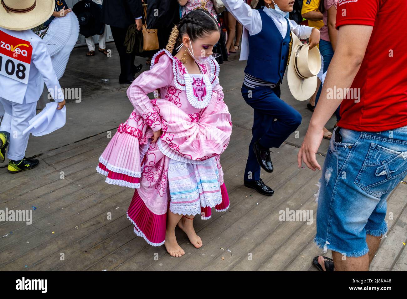 Child Dancers Practise The Marinero Dance Before Taking Taking Part In