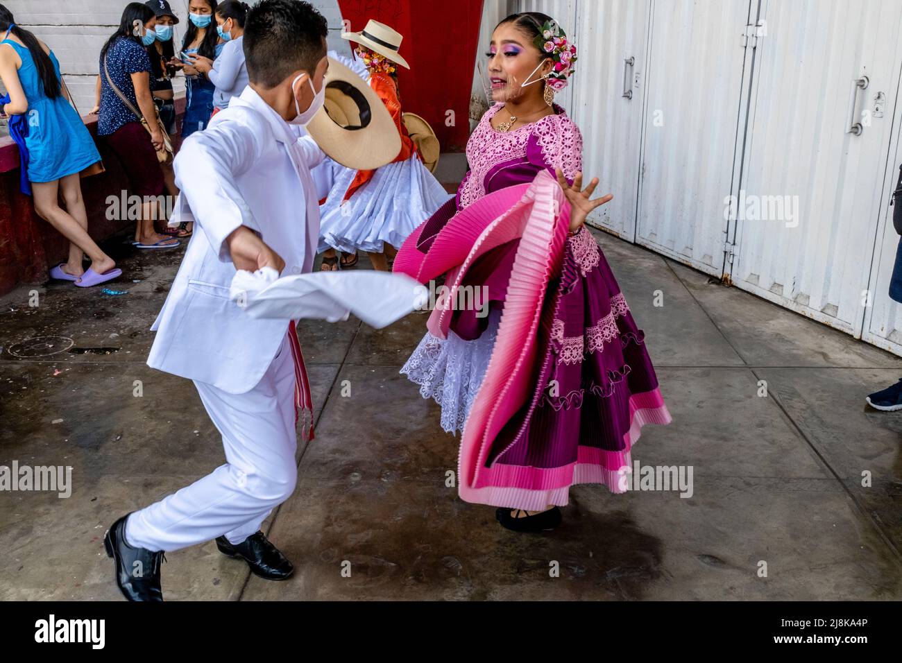Child Dancers Practise The Marinero Dance Before Taking Taking Part In