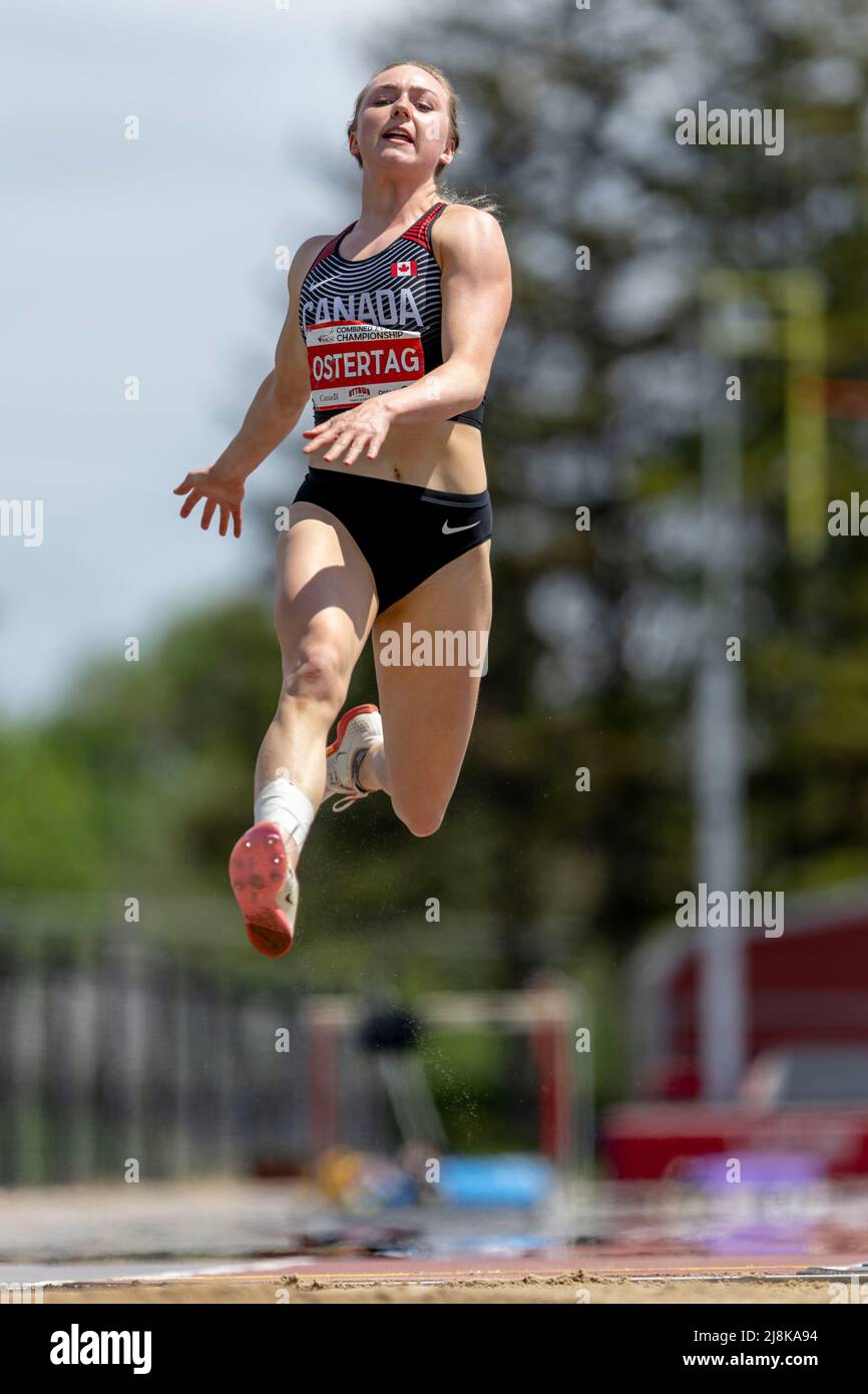 (Ottawa, Canada---15 May 2022) Nicole Ostertag  competing in the heptathlon long jump at the 2022 NACAC North America, Central America, and Caribbean Stock Photo