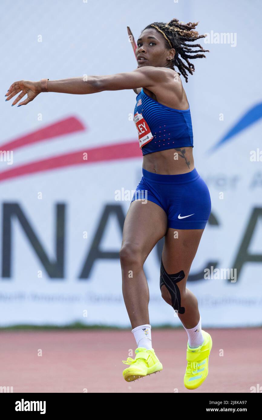 (Ottawa, Canada---15 May 2022) Michelle Atherley  competing in the heptathlon javelin throw at the 2022 NACAC North America, Central America, and Cari Stock Photo