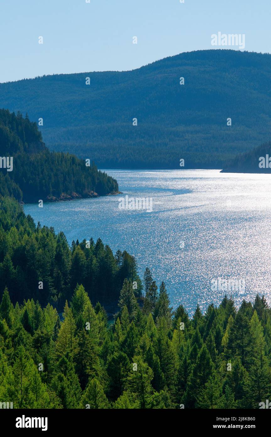 Lake Koocanusa and the Purcell Mountains in Montana, USA Stock Photo
