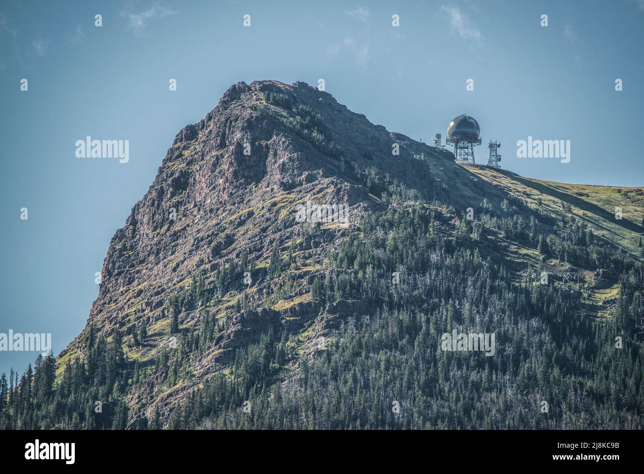 Sawtell Peak is an FAA site, on top of a 9,000 foot mountain in the Centennial Mountains of Eastern Idaho and western Montana. Island Park, Idaho, USA Stock Photo