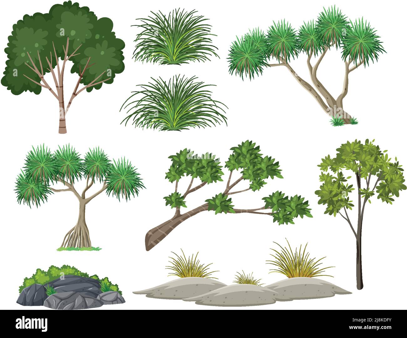 Isolated trees and nature objects set illustration Stock Vector Image ...