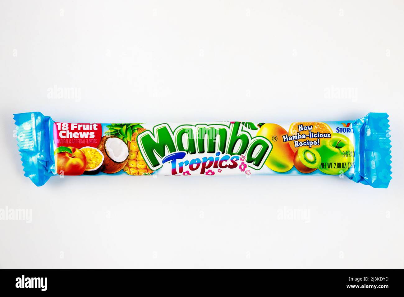 Mamba individually wrapped chewy candy with tropics flavors Stock Photo