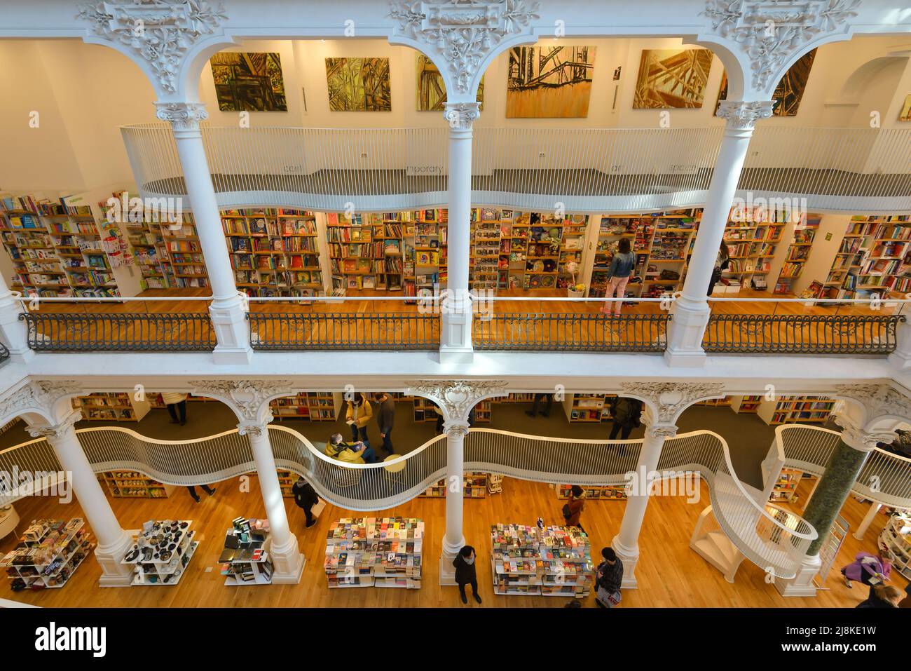Cărturești Carusel library interior in Bucharest. Carturesti Carusel is a famous bookstore in Romania. Stock Photo