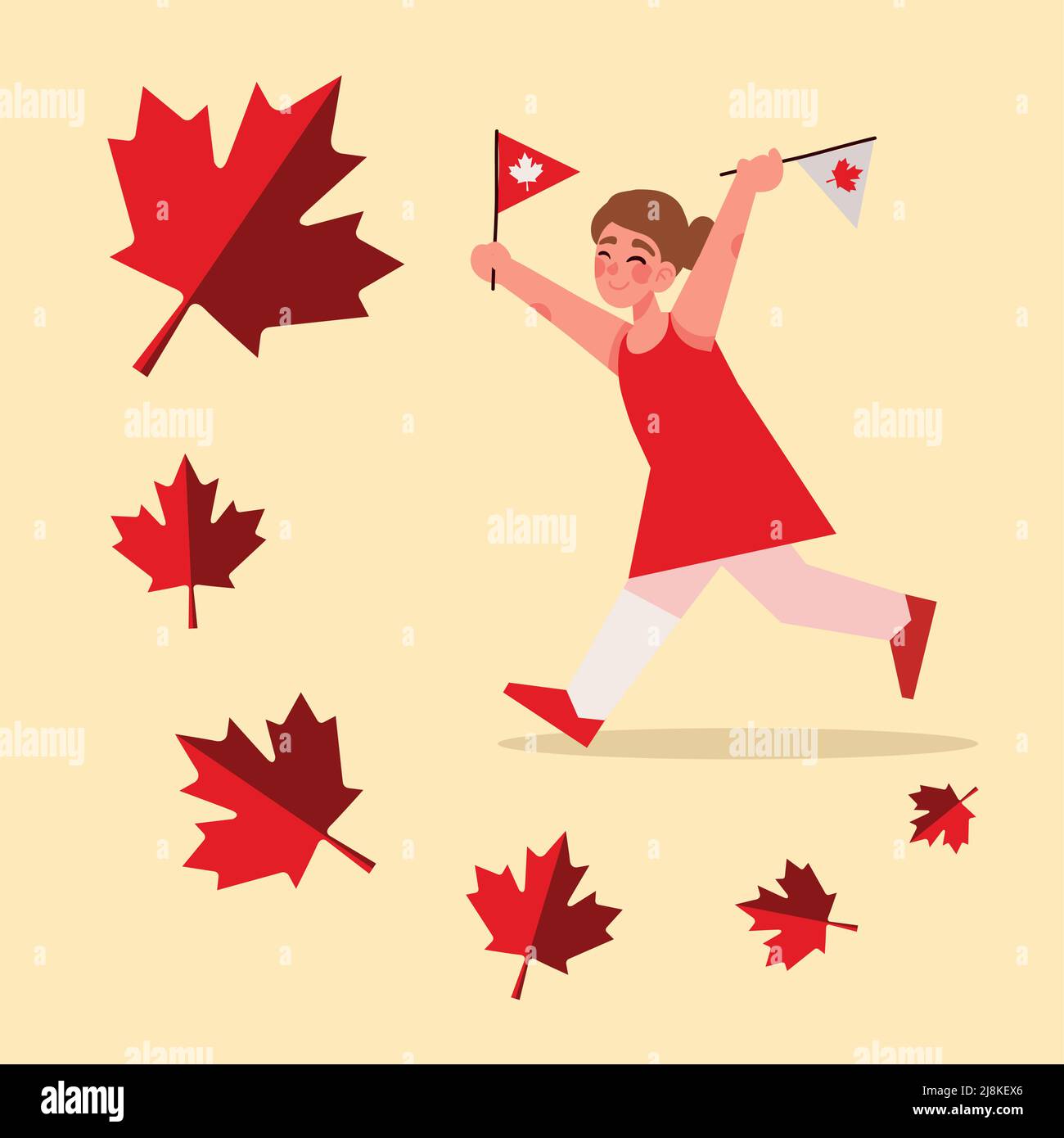 girl with canadian flags Stock Vector Image & Art Alamy