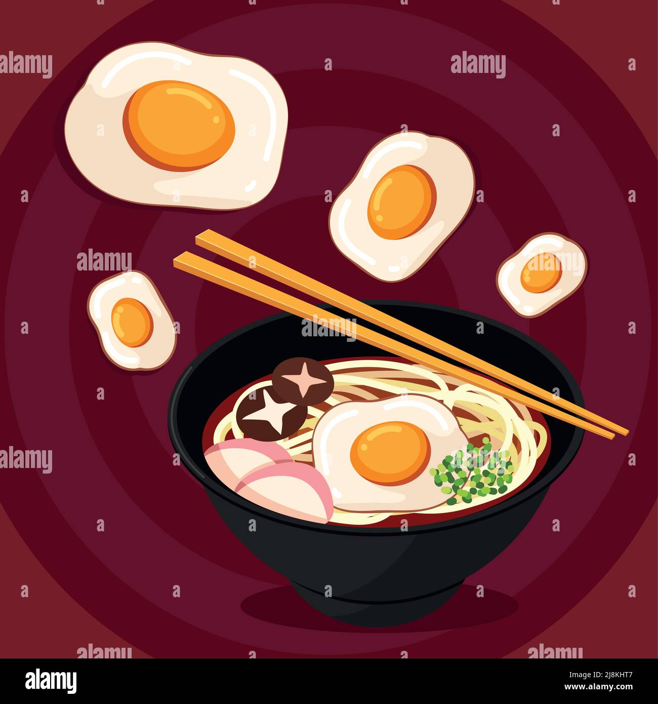 japanese noodles and egg Stock Vector Image & Art - Alamy