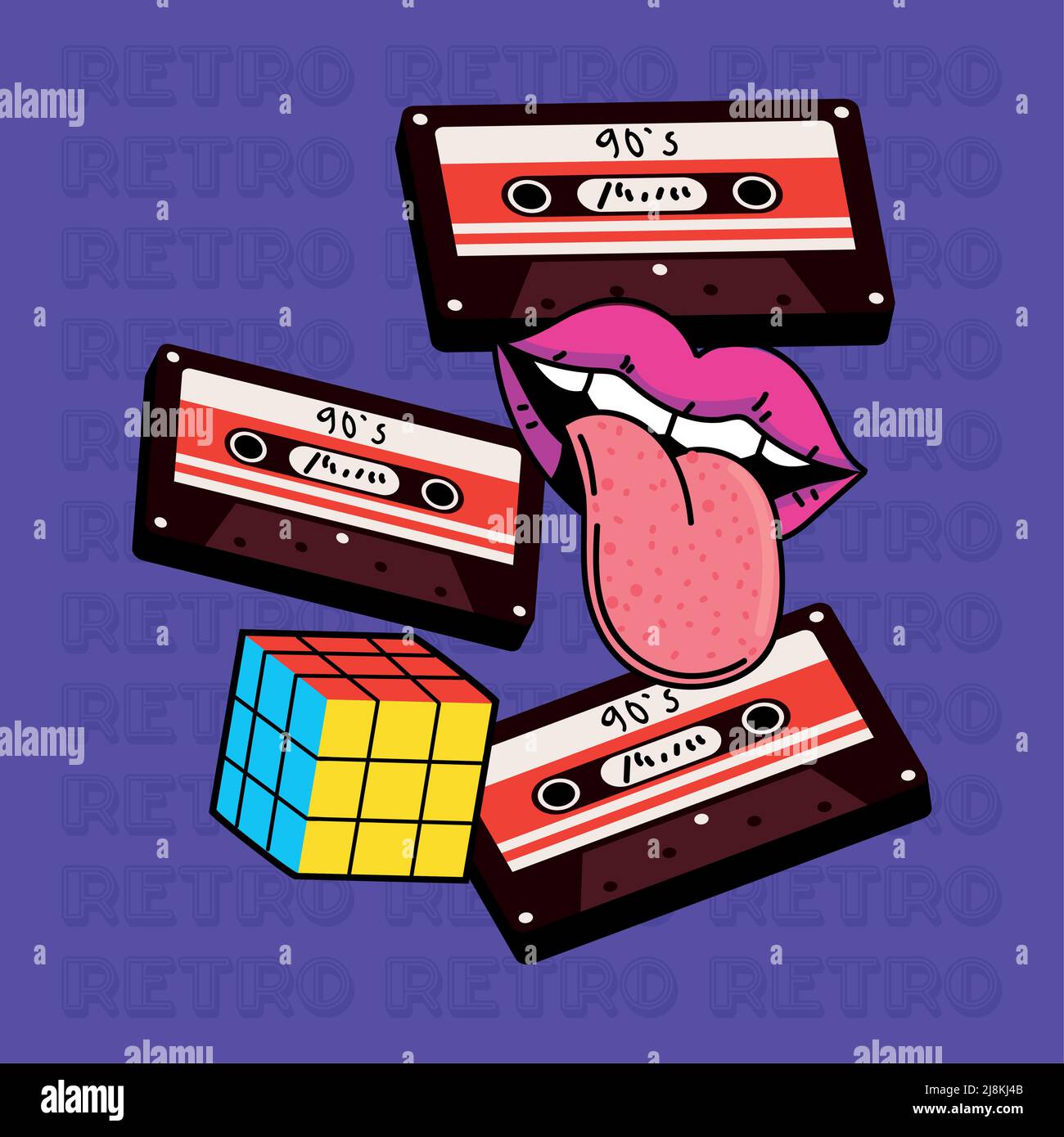 90s cassette and mouth Stock Vector Image & Art - Alamy