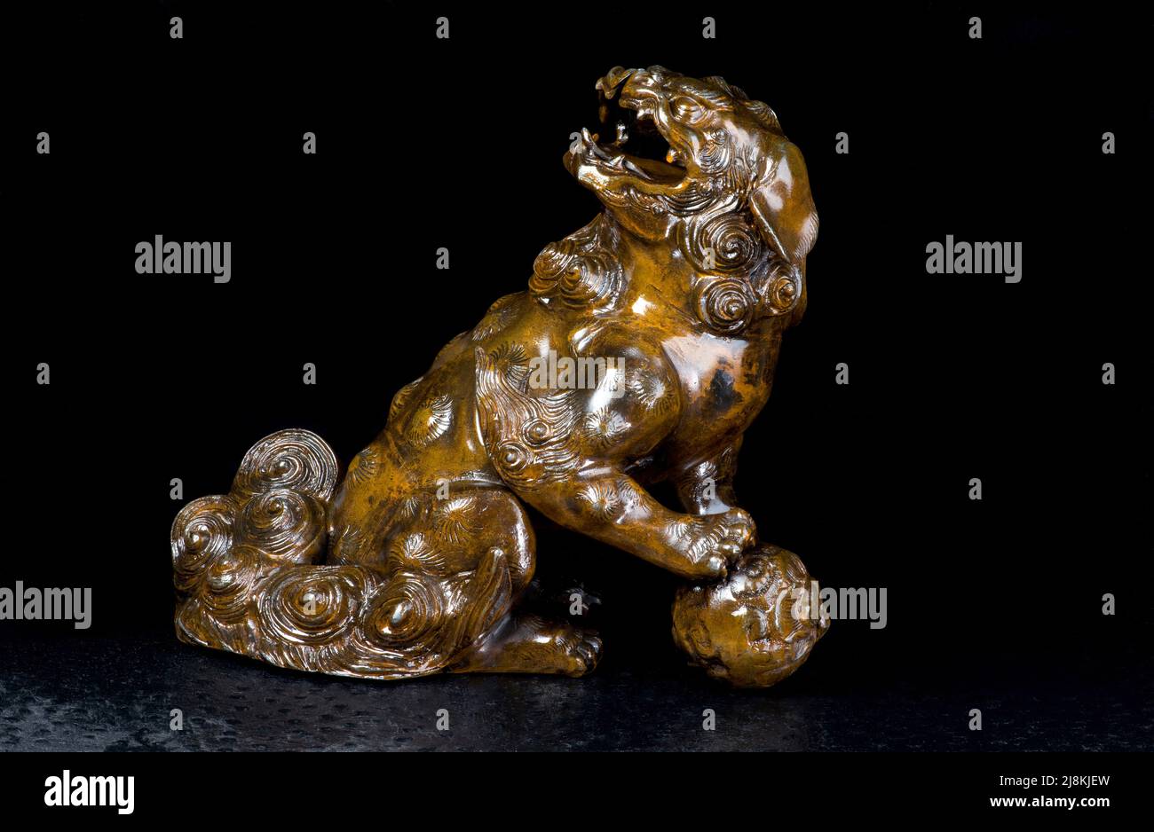 Antique 19th century Chinese bronze Foo Dog. Stock Photo