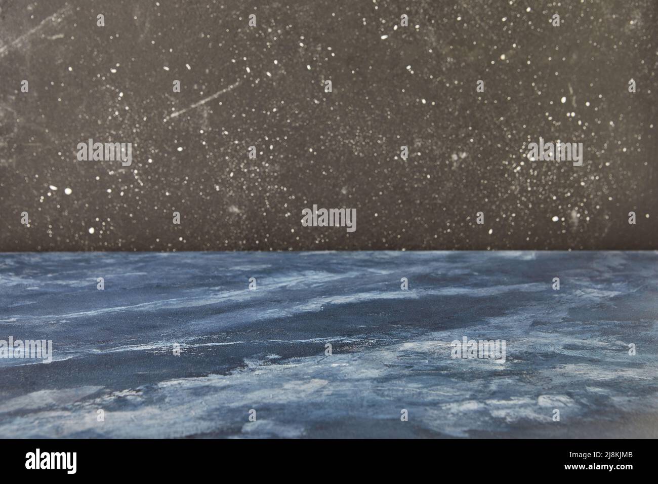 Background texture blue backing and black backdrop for photography of food and products Stock