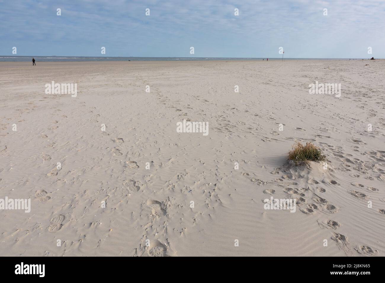 People walking on a lonely sandy beach on Spiekeroog, Germany Stock Photo