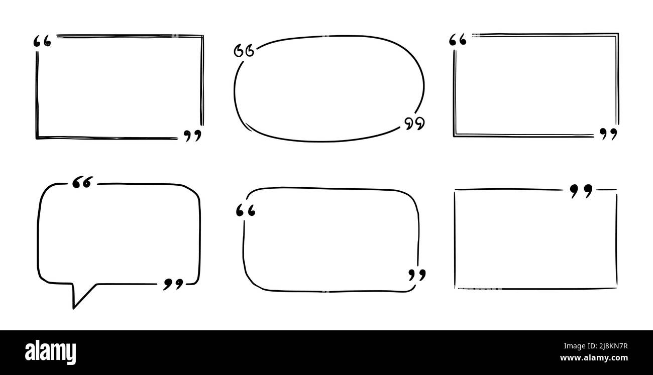 Quote box sketch, text frame set. Hand drawn scribble doodle style