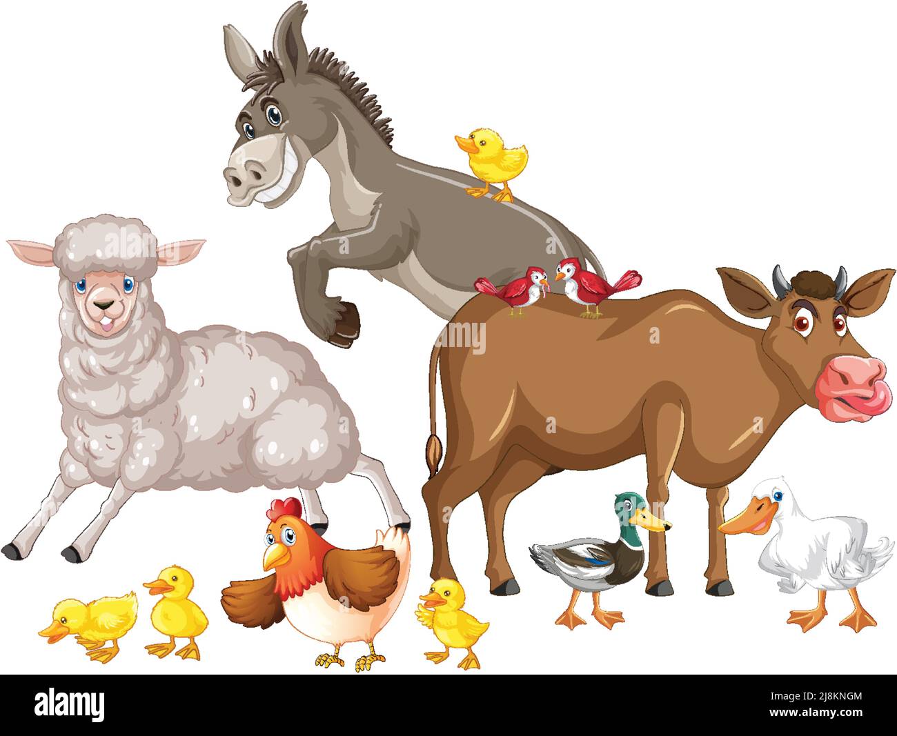 Farm animals on white background illustration Stock Vector Image & Art