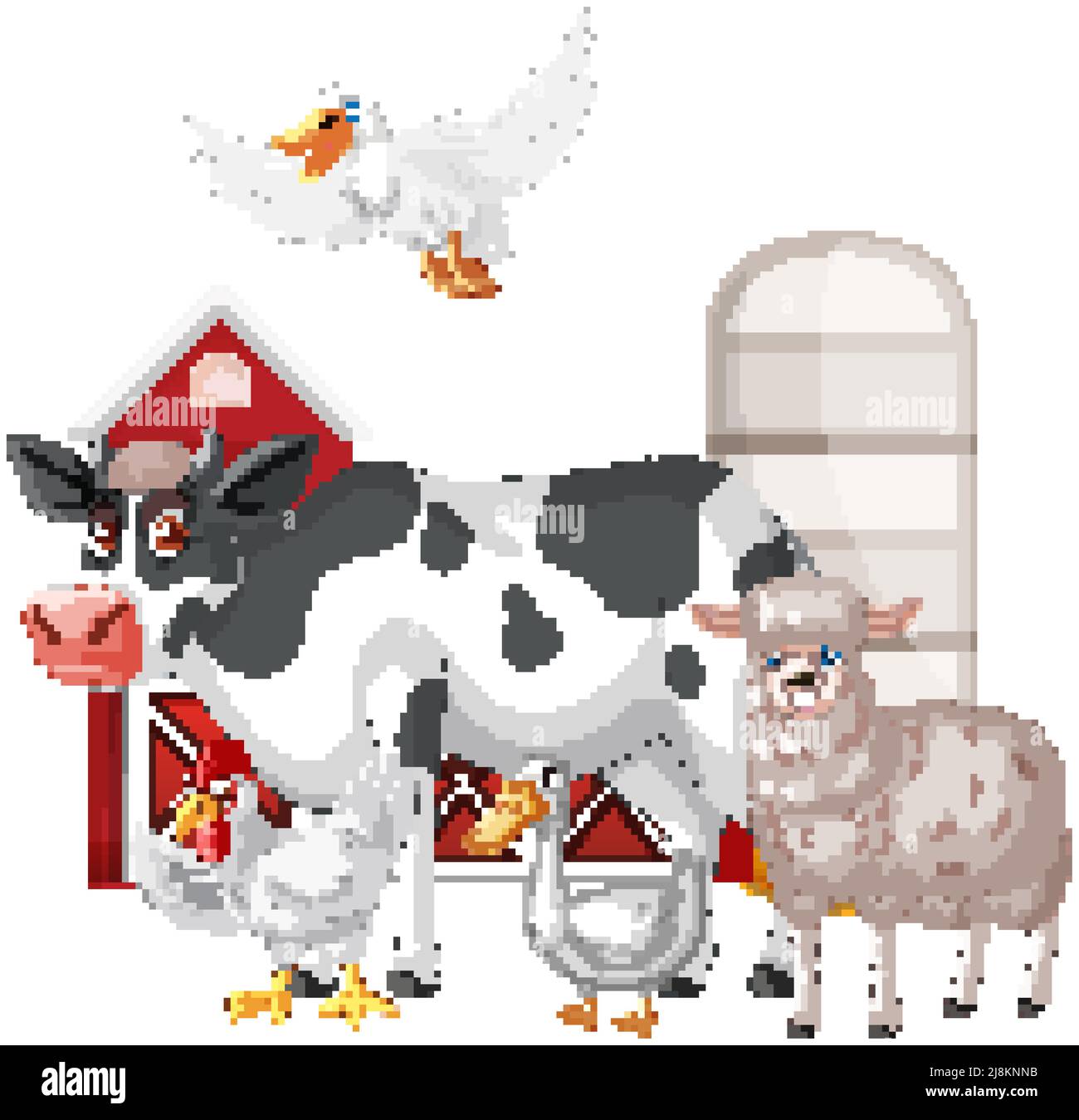 Farming theme with many animals illustration Stock Vector