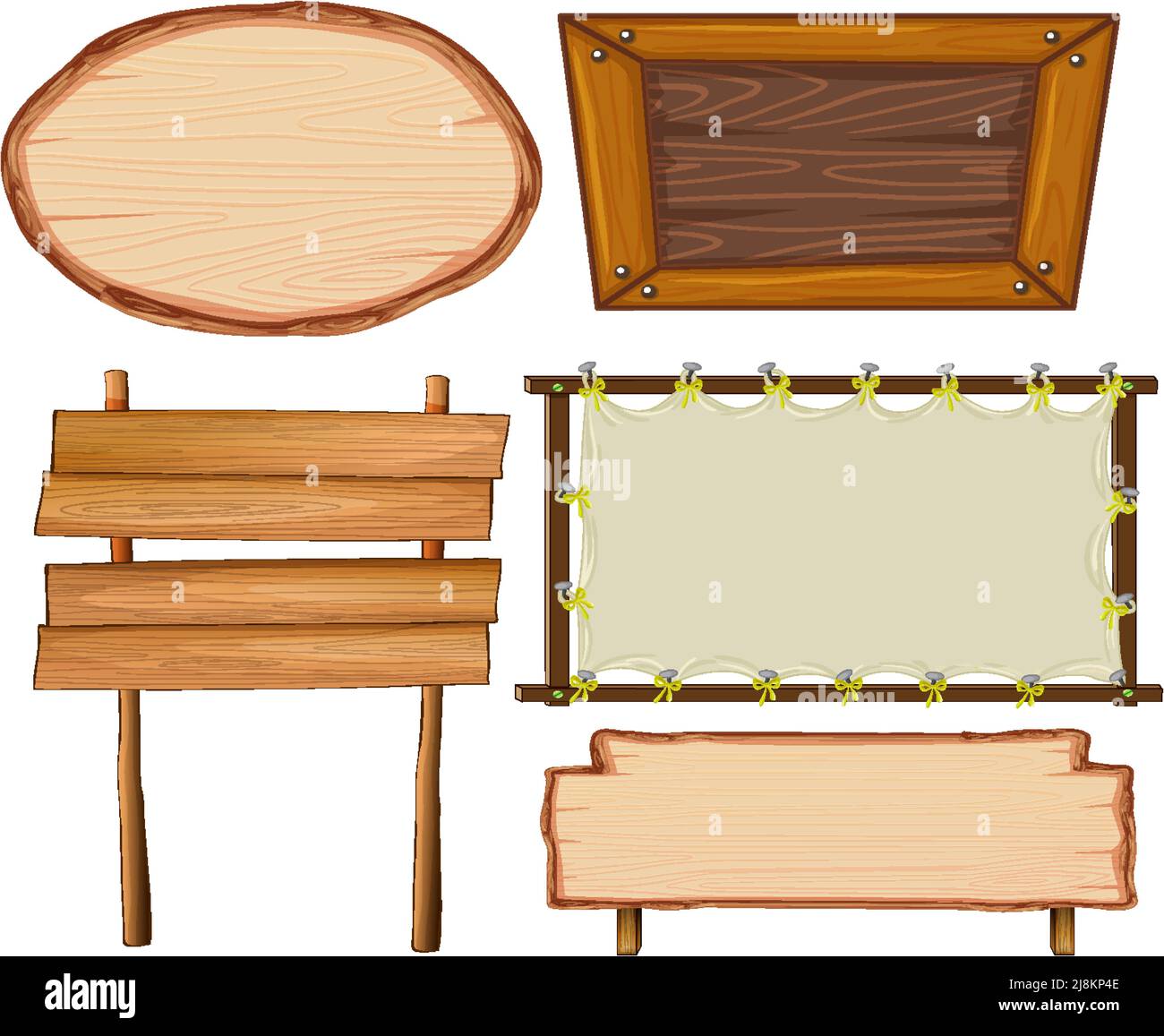 Set of wooden sign banner illustration Stock Vector Image & Art - Alamy