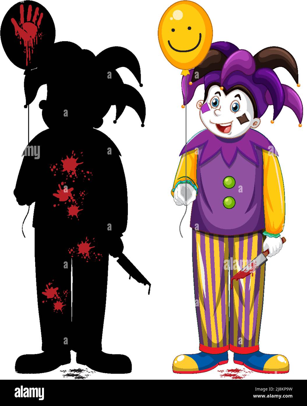 Set of scary clown on white background illustration Stock Vector Image ...