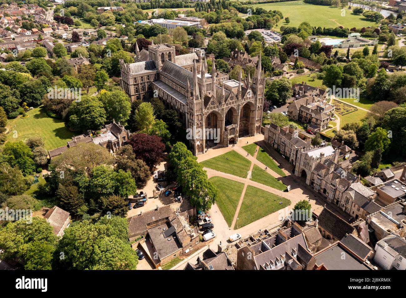 PETERBOROUGH, UK - MAY 12, 2022. An aerial view of Peterborough city ...
