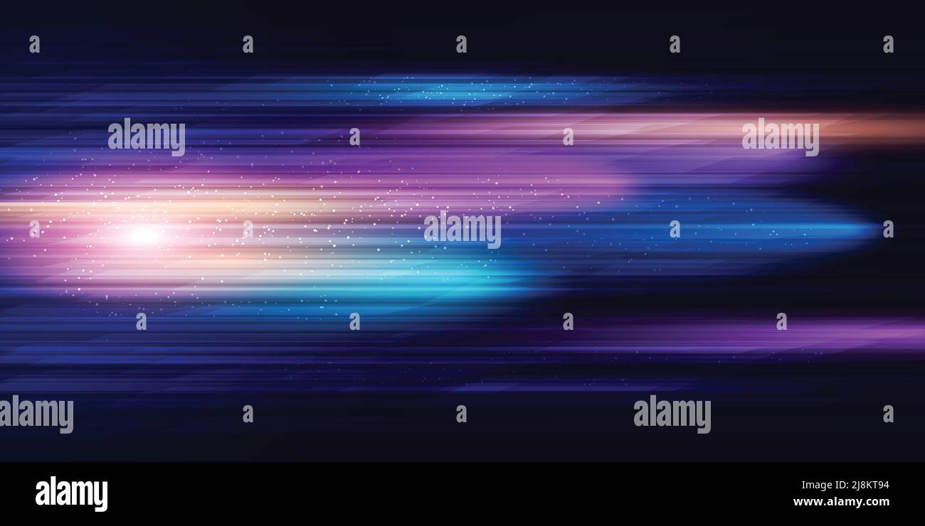 Modern abstract high-speed light effect. Abstract background with beams of light. Technology futuristic dynamic motion. Movement pattern for banner Stock Vector
