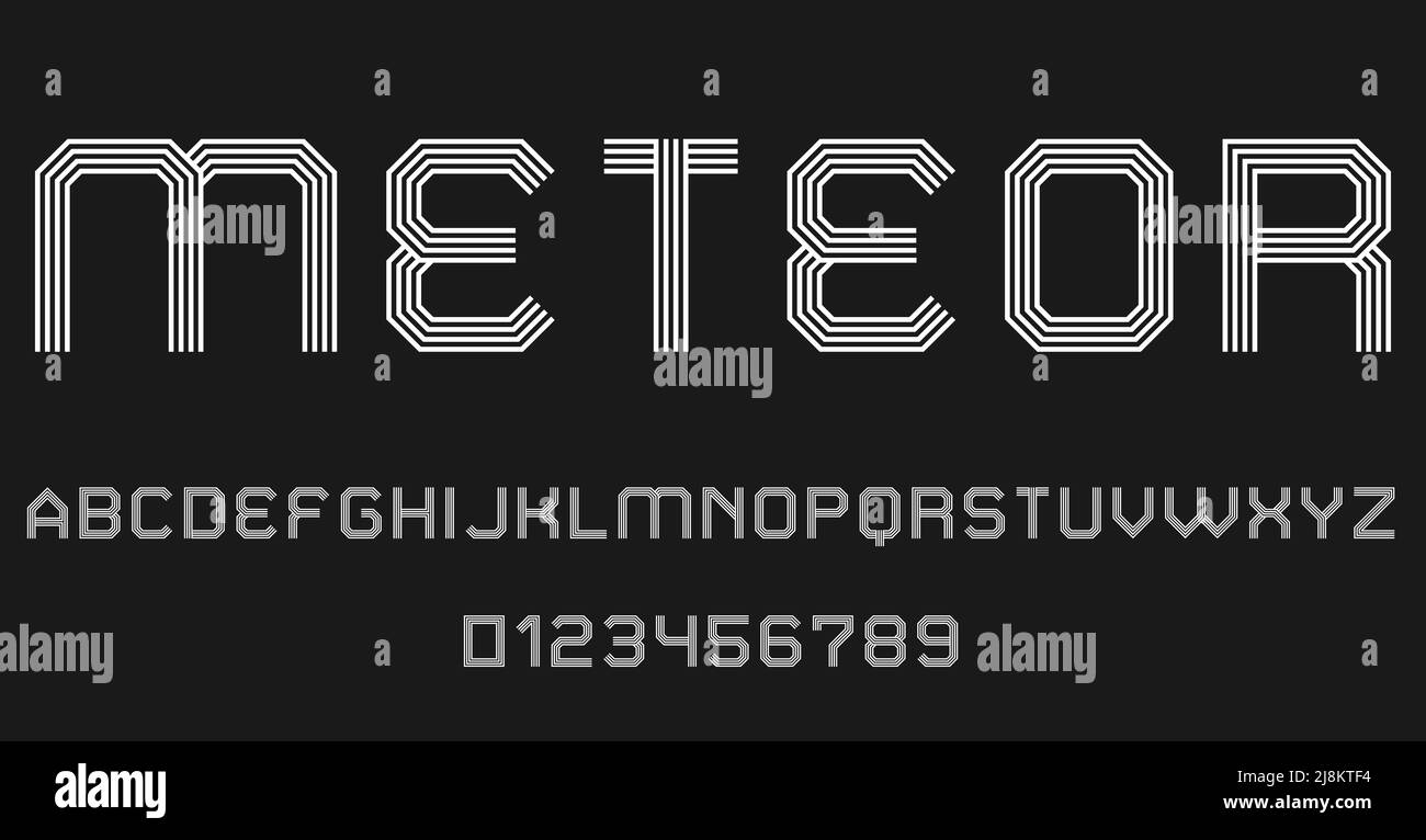 Set of alphabets font letters and numbers modern abstract design with ...