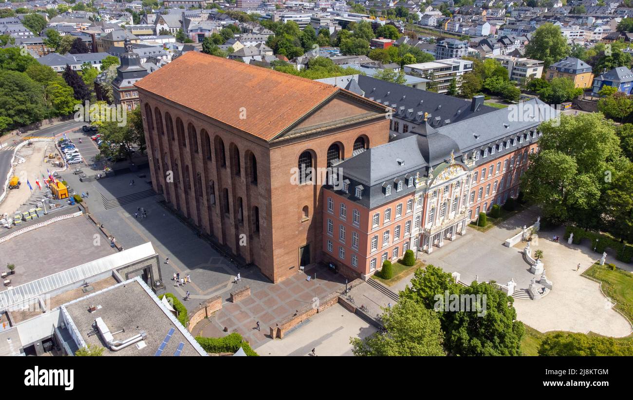 Aula Palatina or Konstantinbasilika and Electoral Palace or Kurfürstliches Palais, Trier, Germany Stock Photo