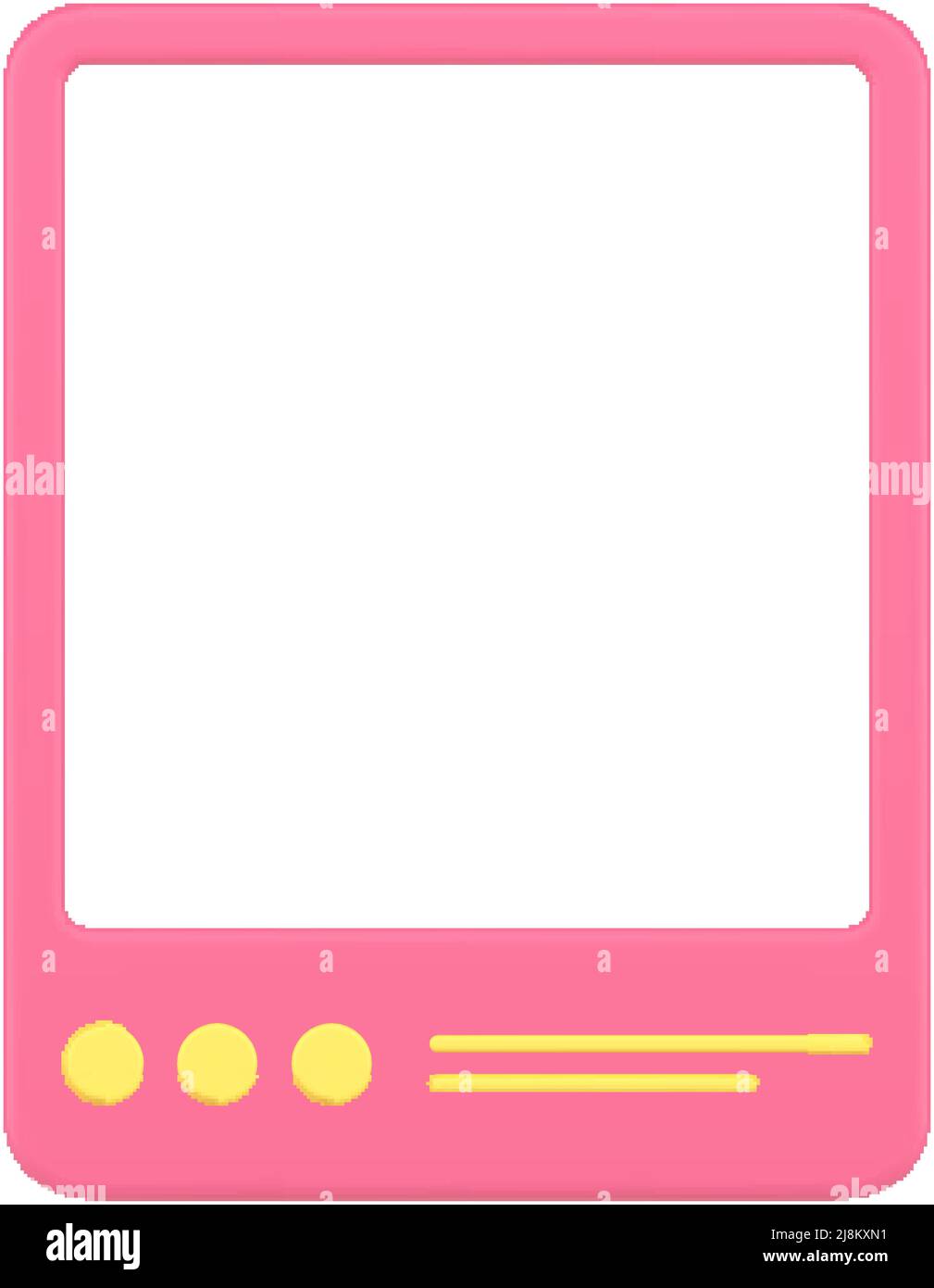 Pink social madia post frame 3d icon vector illustration. Front view electronic portable computer smartphone touchscreen browsing internet remotely co Stock Vector
