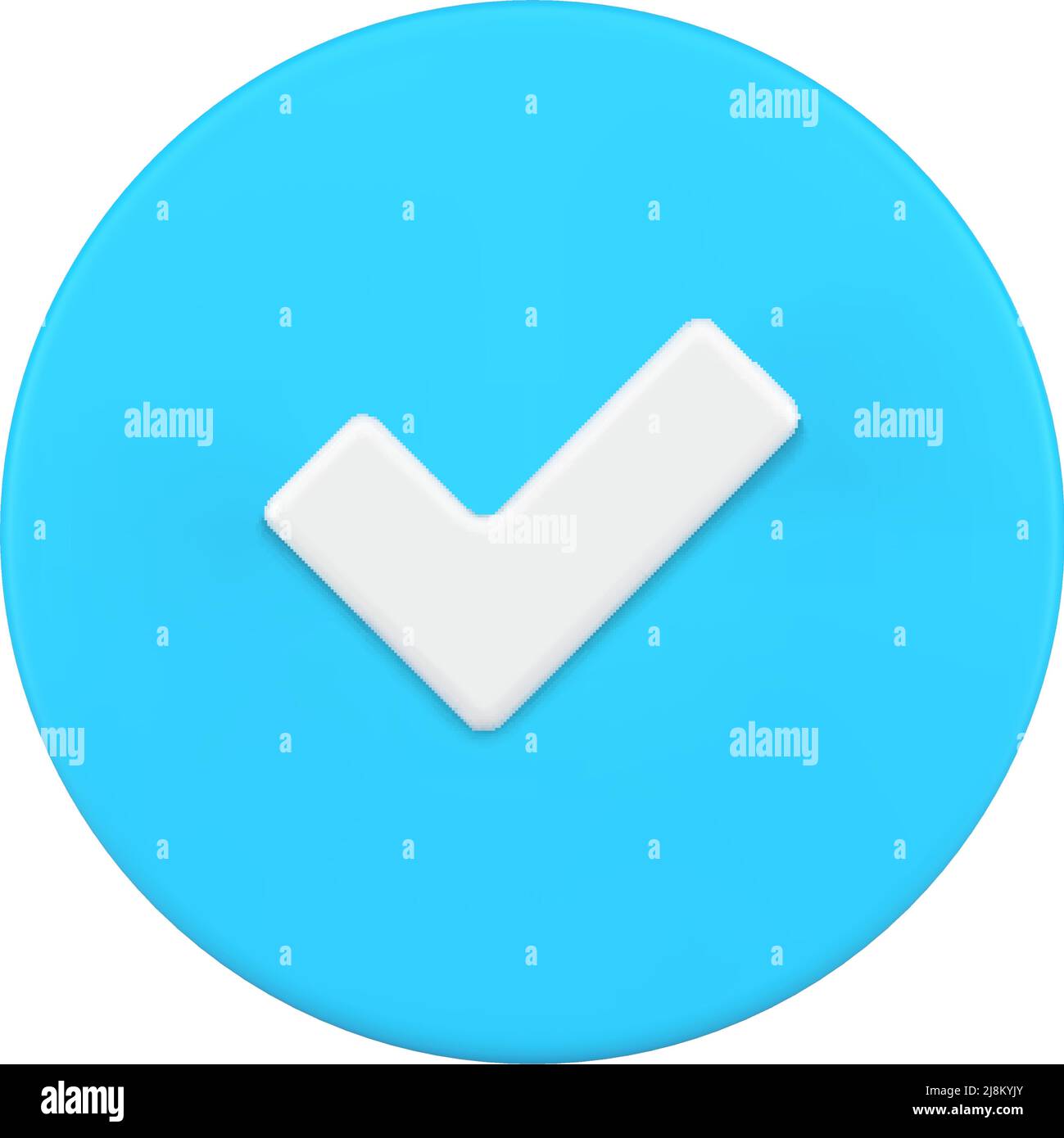 Circled check mark button blue glossy control to do reminder positive