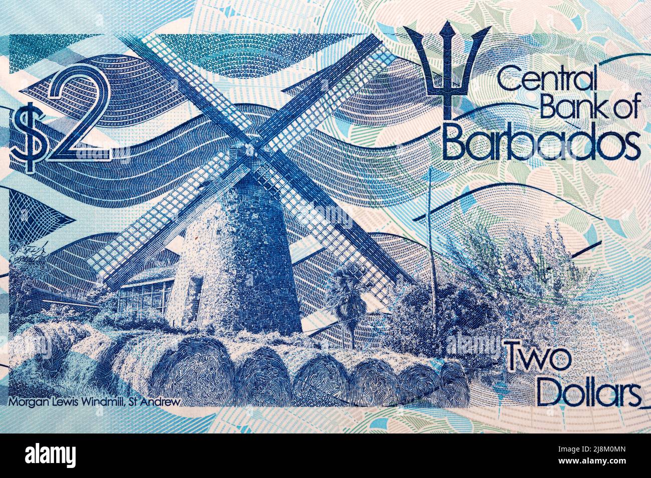 Morgan Lewis Windmill from Barbadian money - Dollars Stock Photo
