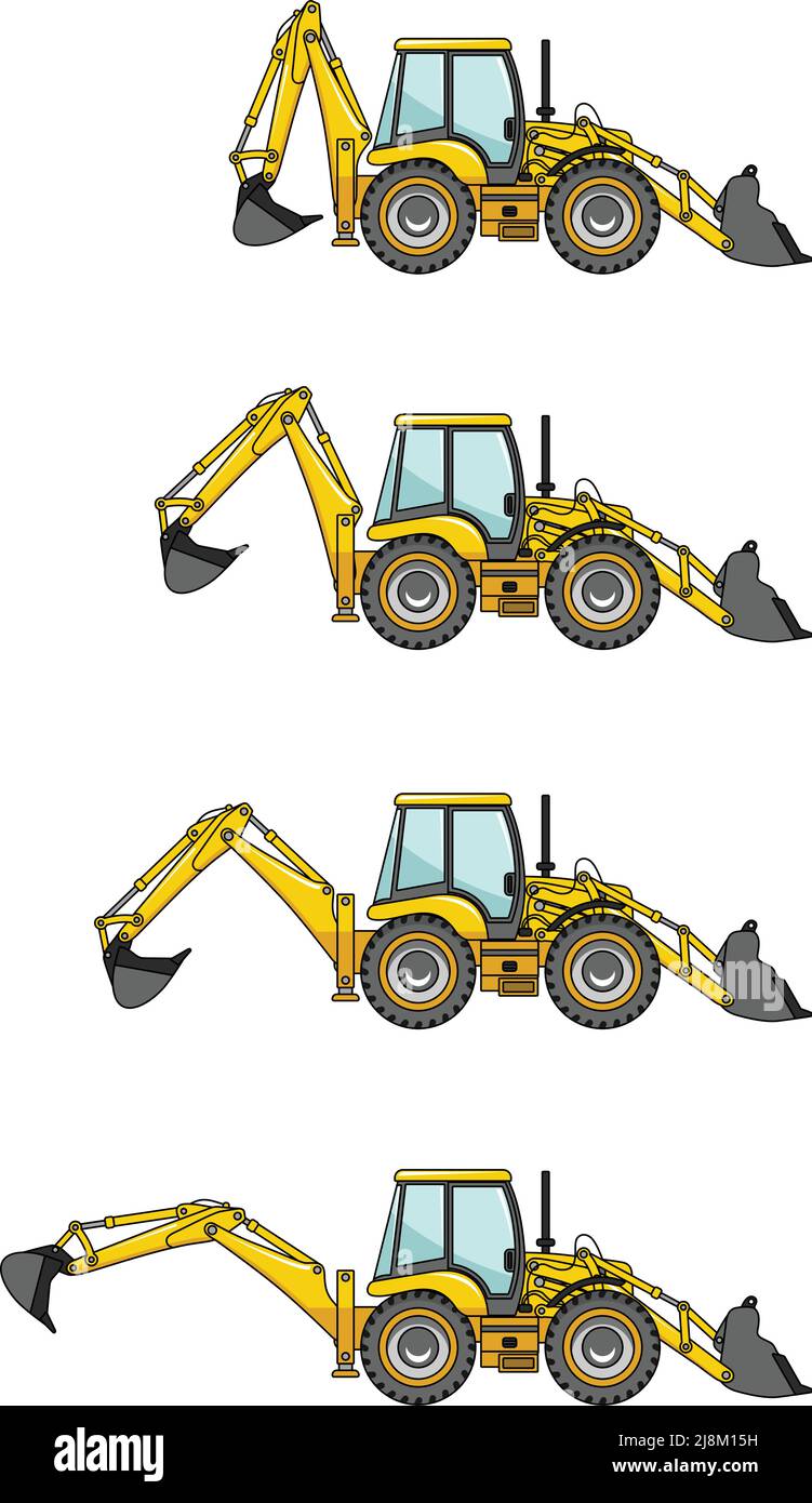Detailed illustration of backhoe loaders, heavy equipment and machinery Stock Vector Image & Art