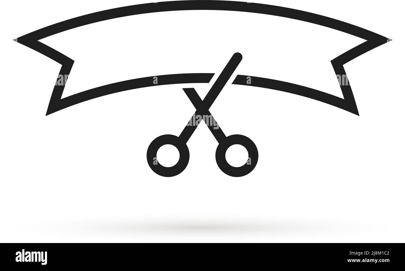 thin line scissors like grand opening icon Stock Vector